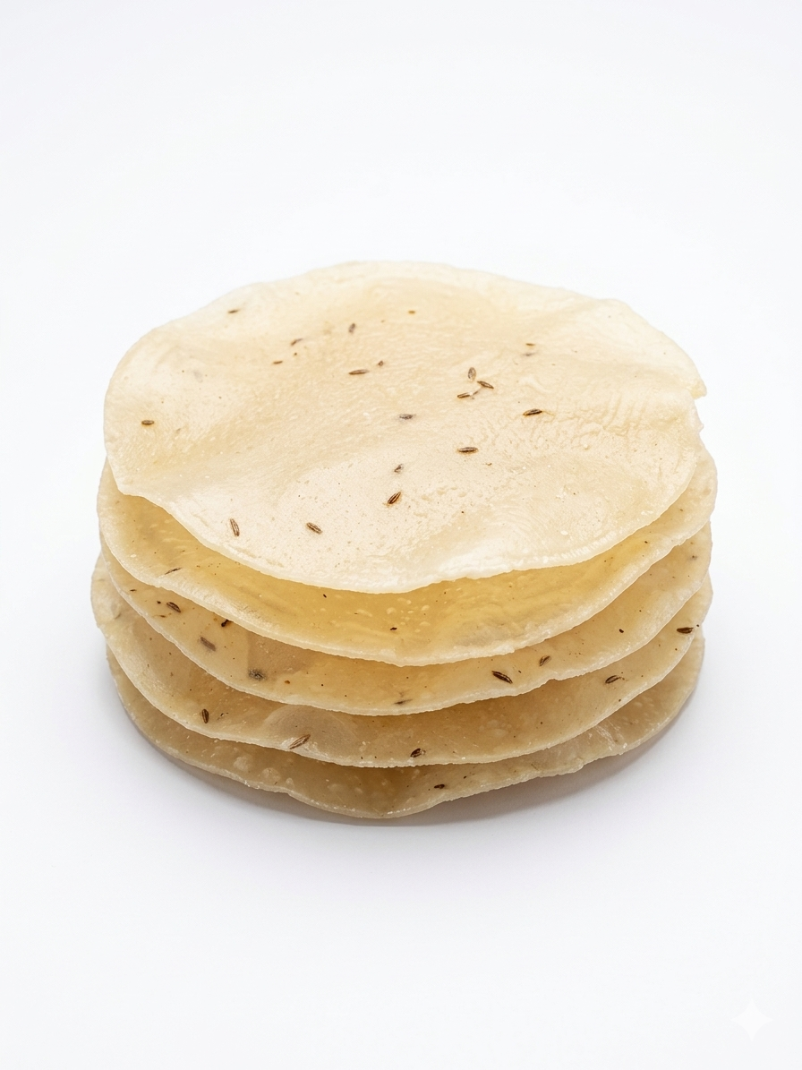 Authentic Rajasthani Jeera Khichiya Papad – Handmade & Sun-Dried (500g Pack) | Traditional Crispy Cumin Rice Papad | Gourmet Indian Snack