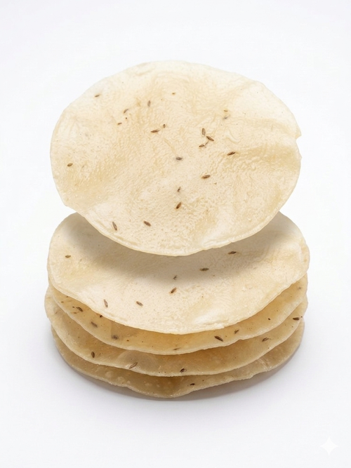 Authentic Rajasthani Jeera Khichiya Papad – Handmade & Sun-Dried (500g Pack) | Traditional Crispy Cumin Rice Papad | Gourmet Indian Snack